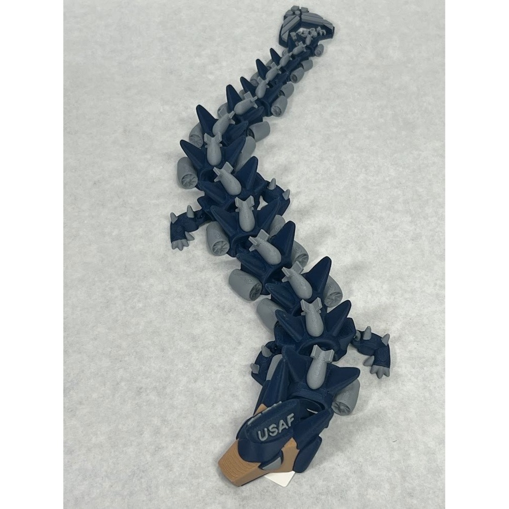 US Air Force Articulated Dragon 3D Printed USAF Military Jet Fidget Toy Blue LG